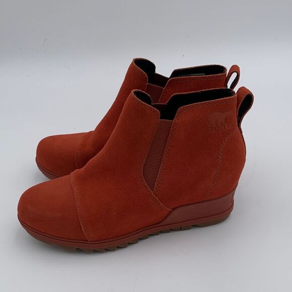 Sorel Joan of Arc burnt orange suede Wedge Ankle Boots Womens size 9 NWOT - Picture 5 of 14